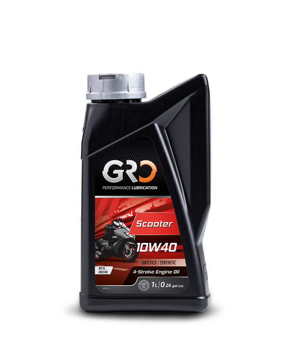 GRO Scooter 10W40 4T Synthetic Motor Oil Performance Lubrication 1 Liter Scooter Expert API SL JASO MA