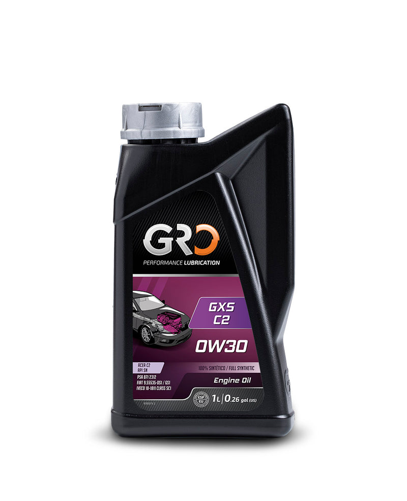 GRO GXS C2 0W30 100% synthetic engine oil 1 liter Performance Lubrication