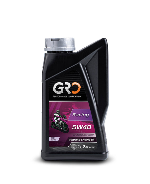 GRO Racing 5W40 100% Synthetic 4T Motorcycle Motor Oil 1 Liter Triple Ester Performance Lubrication