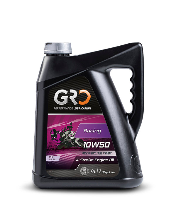 GRO Racing 10W50 100% Synthetic 4T Motorcycle Motor Oil 4 Liter Triple Ester Performance Lubrication