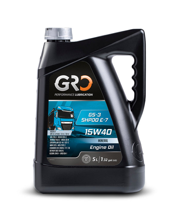 GRO GS-3 SHPDO 15W40 Multigrade Conventional Diesel Engine Oil 5 Liter Bottle Performance Lubrication T4