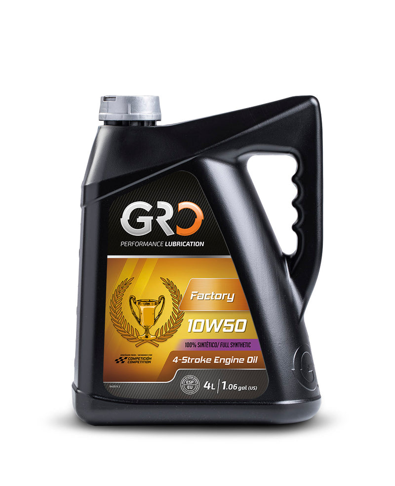 GRO Factory 10W50 100% Synthetic 4T Motorcycle Motor Oil 4 Liter Performance Lubrication