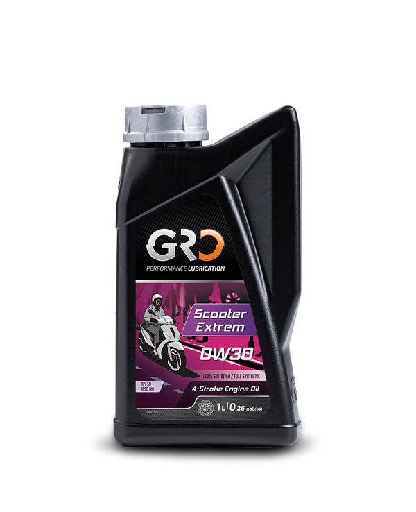 GRO Scooter 0W30 4T 100% Synthetic Motor Oil Performance Lubrication 1 Liter Scooter Expert API SL JASO MA