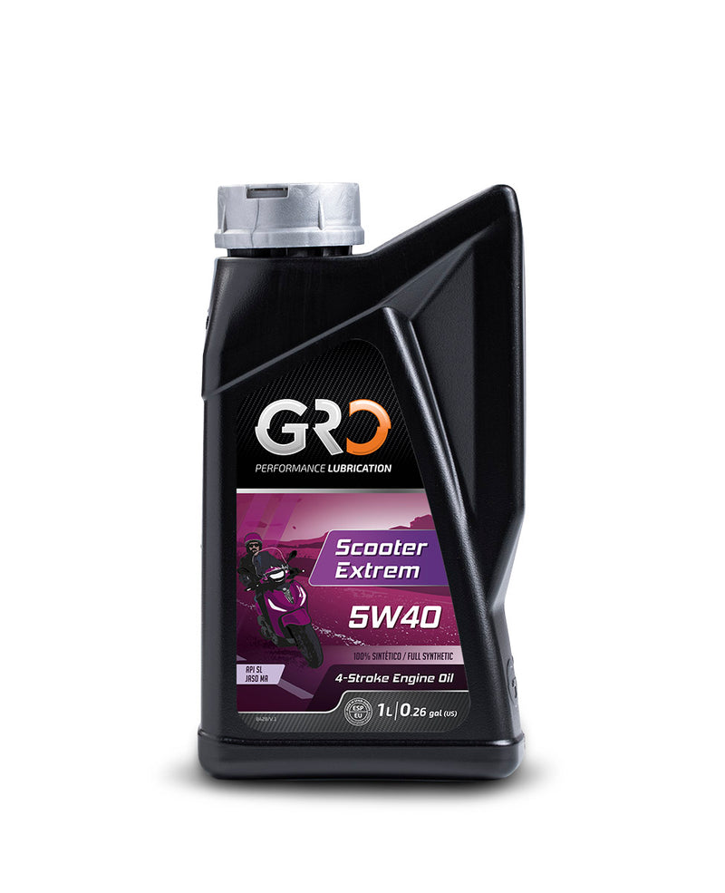 GRO Scooter 5W40 4T 100% Synthetic Motor Oil Performance Lubrication 1 Liter Scooter Expert API SL JASO MA