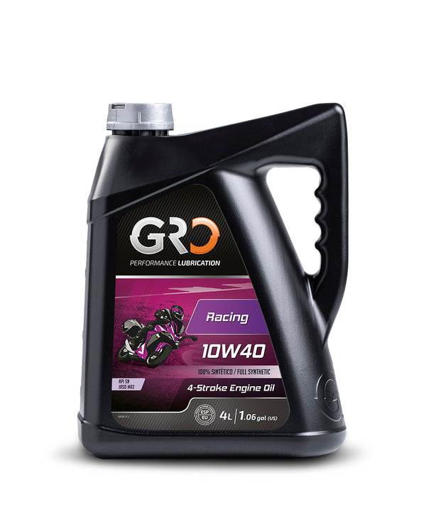 GRO Racing 10W40 100% Synthetic 4T Motorcycle Motor Oil 4 Liter Triple Ester Performance Lubrication