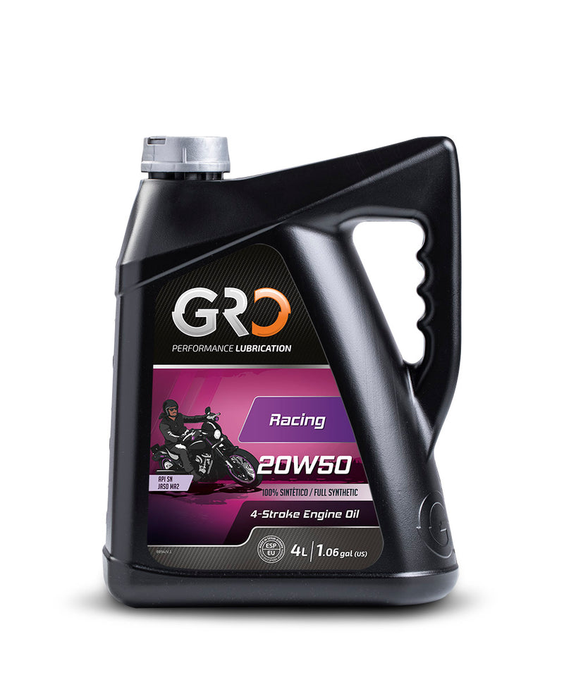 GRO Racing 20W50 100% Synthetic 4T Motorcycle Motor Oil 4 Liter Triple Ester Performance Lubrication